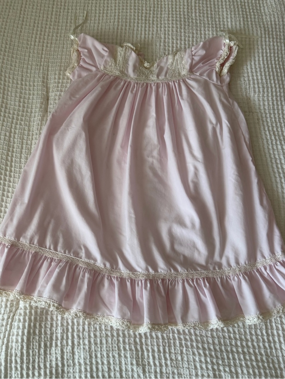 Girls Pink Lace-Trim  Dress
